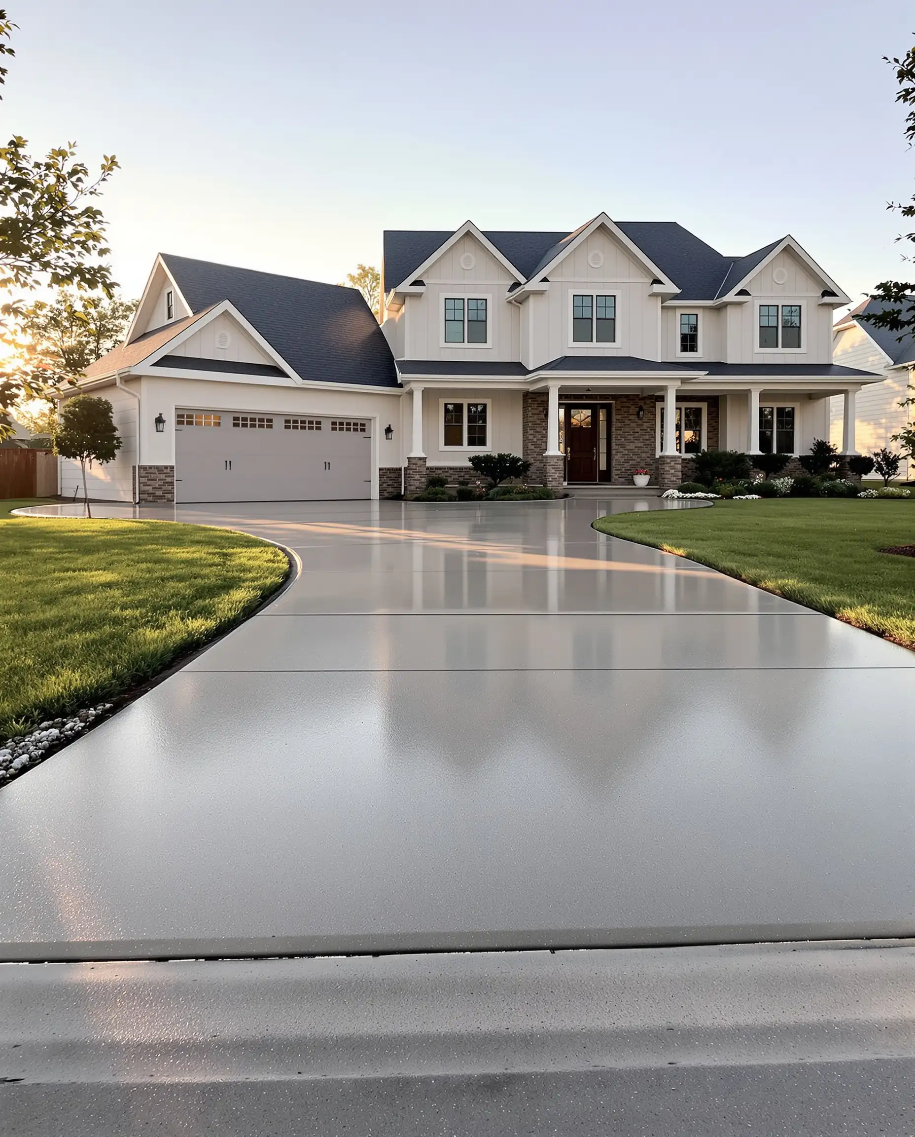 Modern farmhouse concrete driveway design — Ford Concrete, Kansas City
