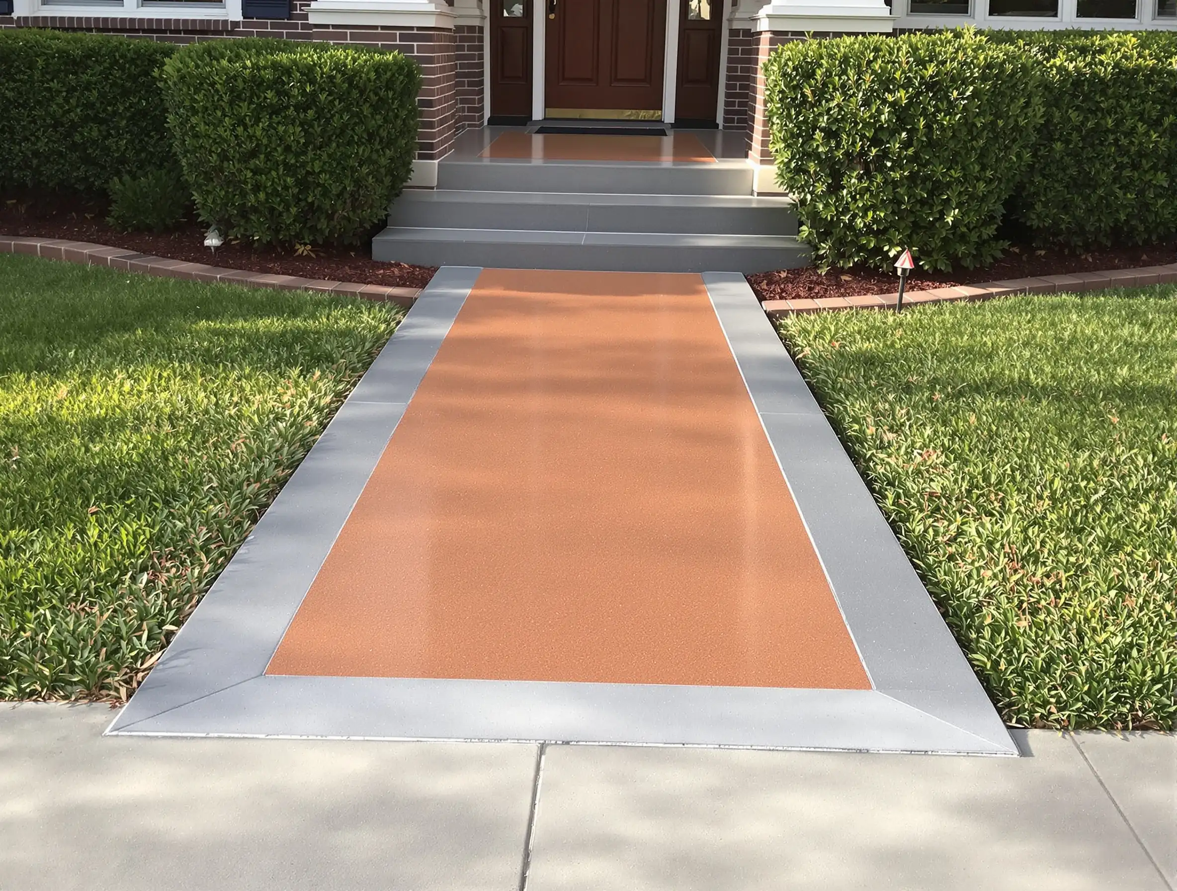 Colored concrete front walkway terracotta — Ford Concrete design idea