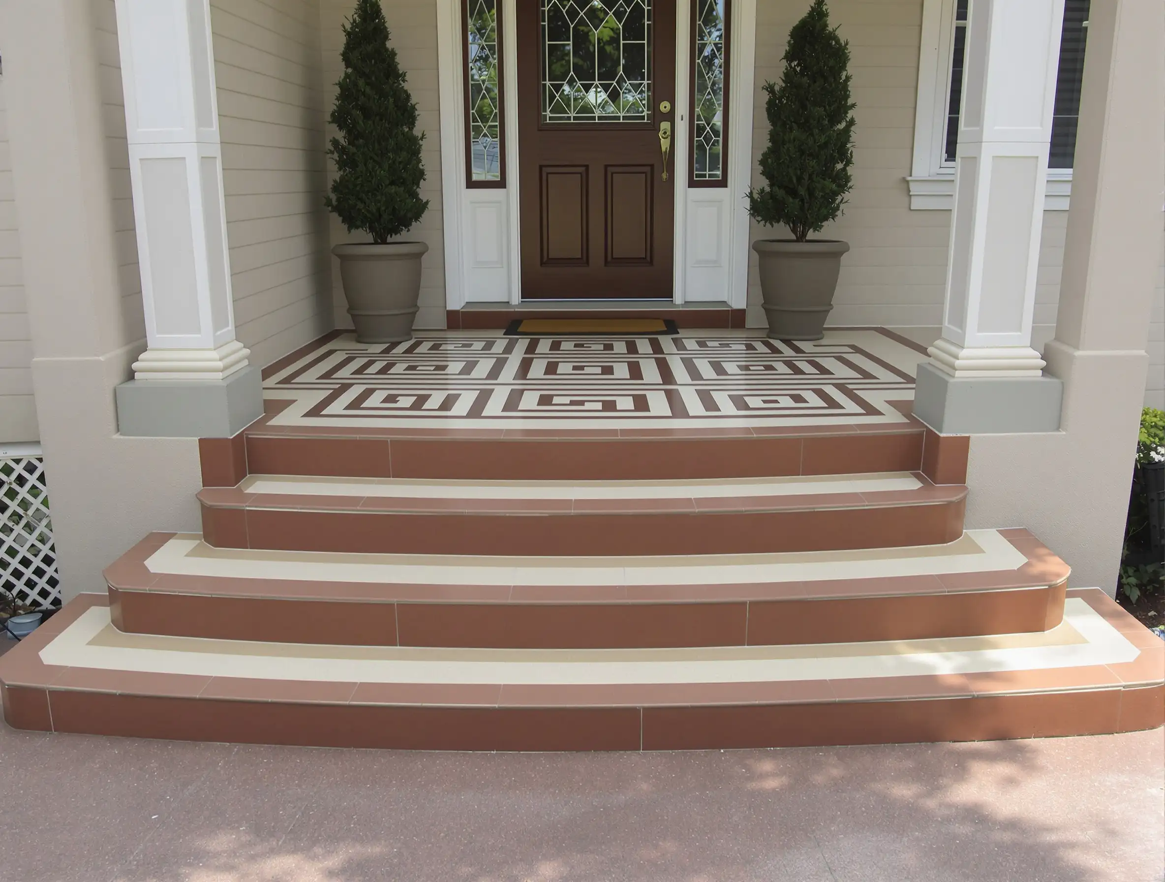 Scored decorative concrete front porch — Ford Concrete design idea