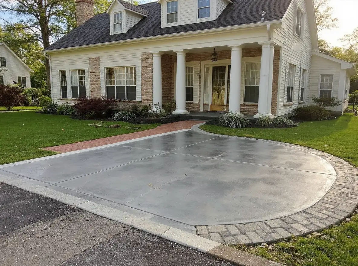 Concrete driveway with decorative border accent — Ford Concrete design idea