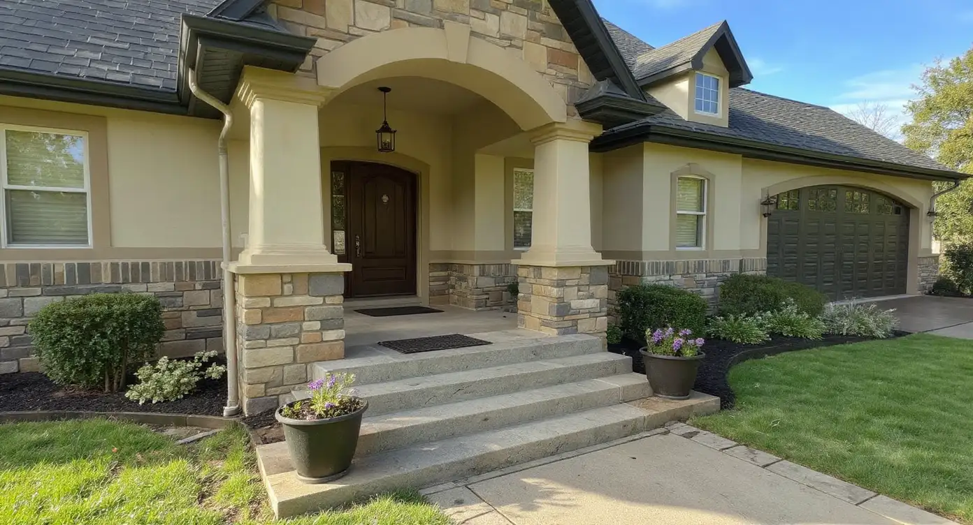 Stamped concrete front porch entrance — Kansas City