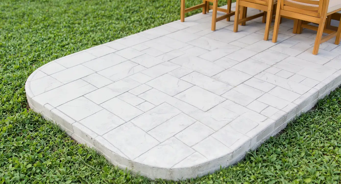 Ashlar slate stamped concrete patio — Kansas City decorative concrete