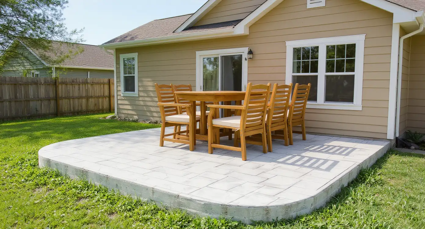 Wood plank stamped concrete patio — Kansas City