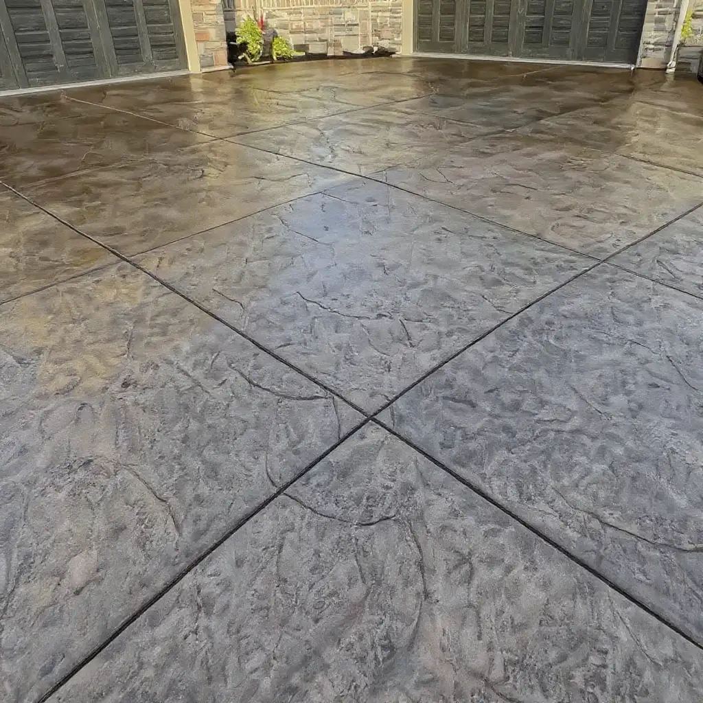 Ashlar Slate stamped concrete texture close-up — Kansas City decorative concrete