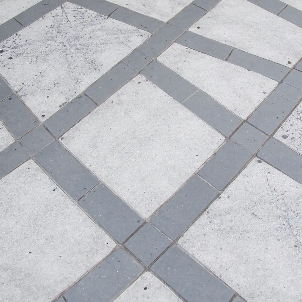 European Fan stamped concrete texture close-up — Kansas City decorative concrete