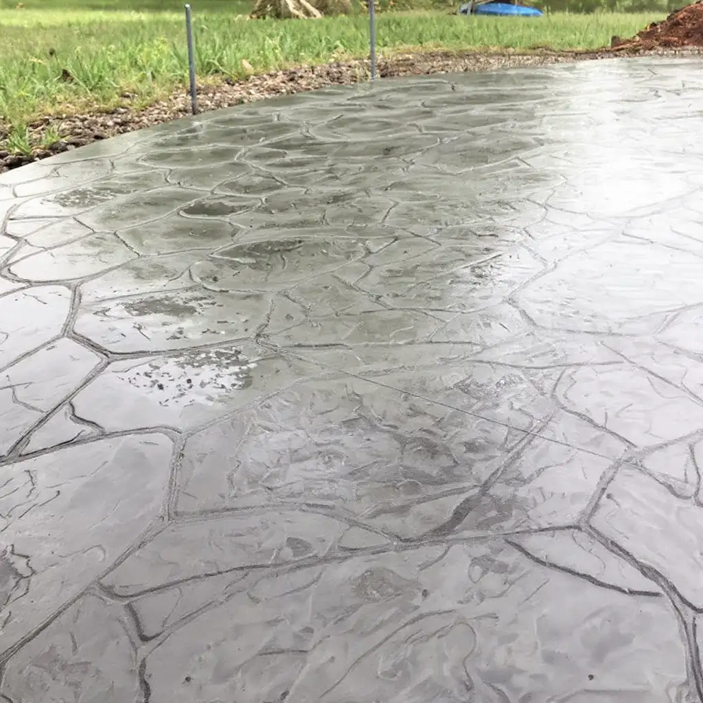 Flagstone stamped concrete texture close-up — Kansas City decorative concrete