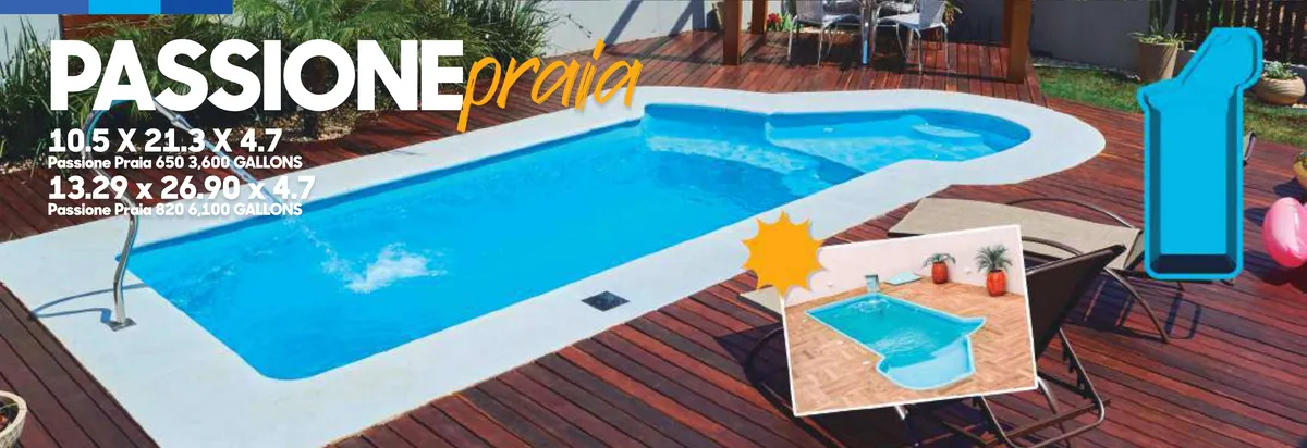 Passione Praia fiberglass pool installed by Ford Concrete in Kansas City