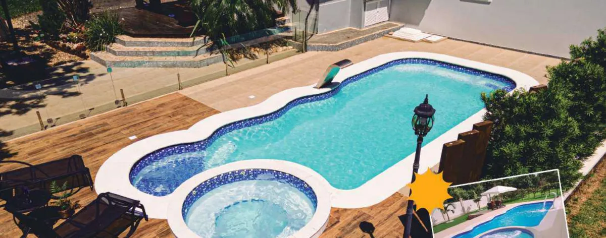 Veneza fiberglass pool installed by Ford Concrete in Kansas City