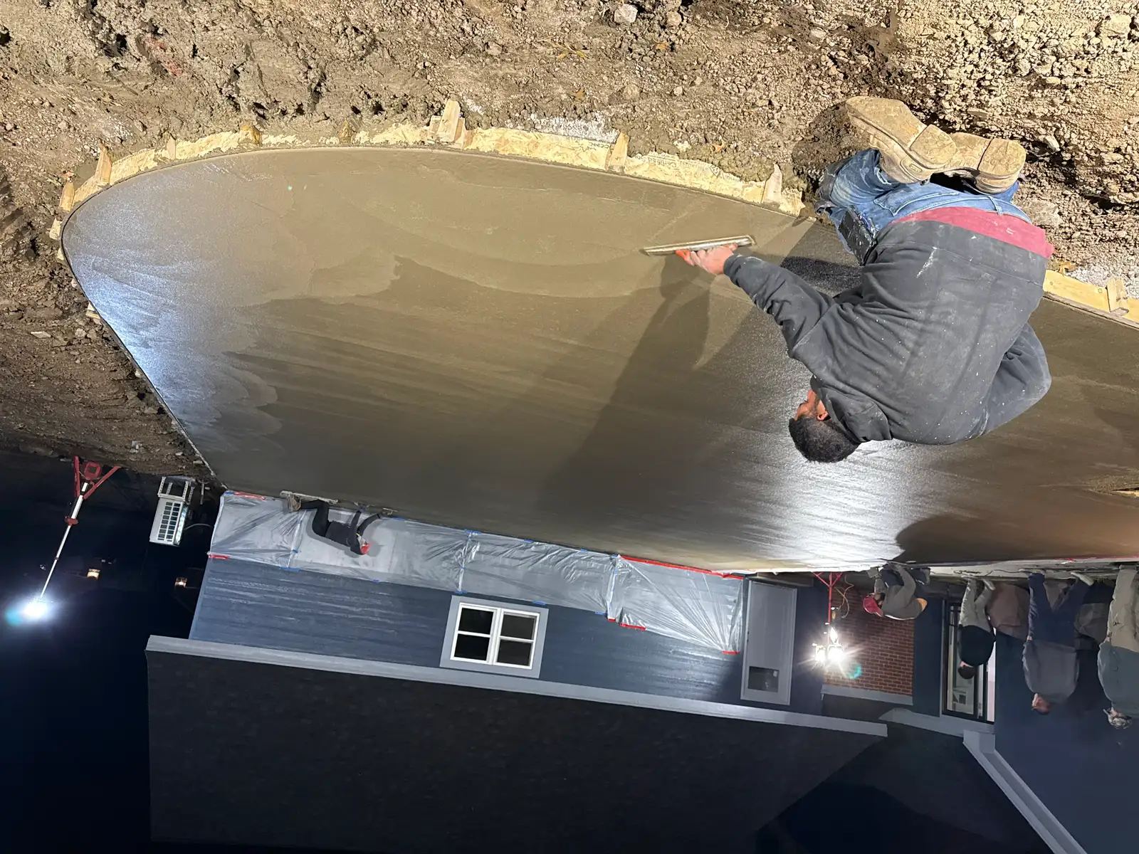 Concrete pool deck pour Kansas City — night installation | Ford Concrete