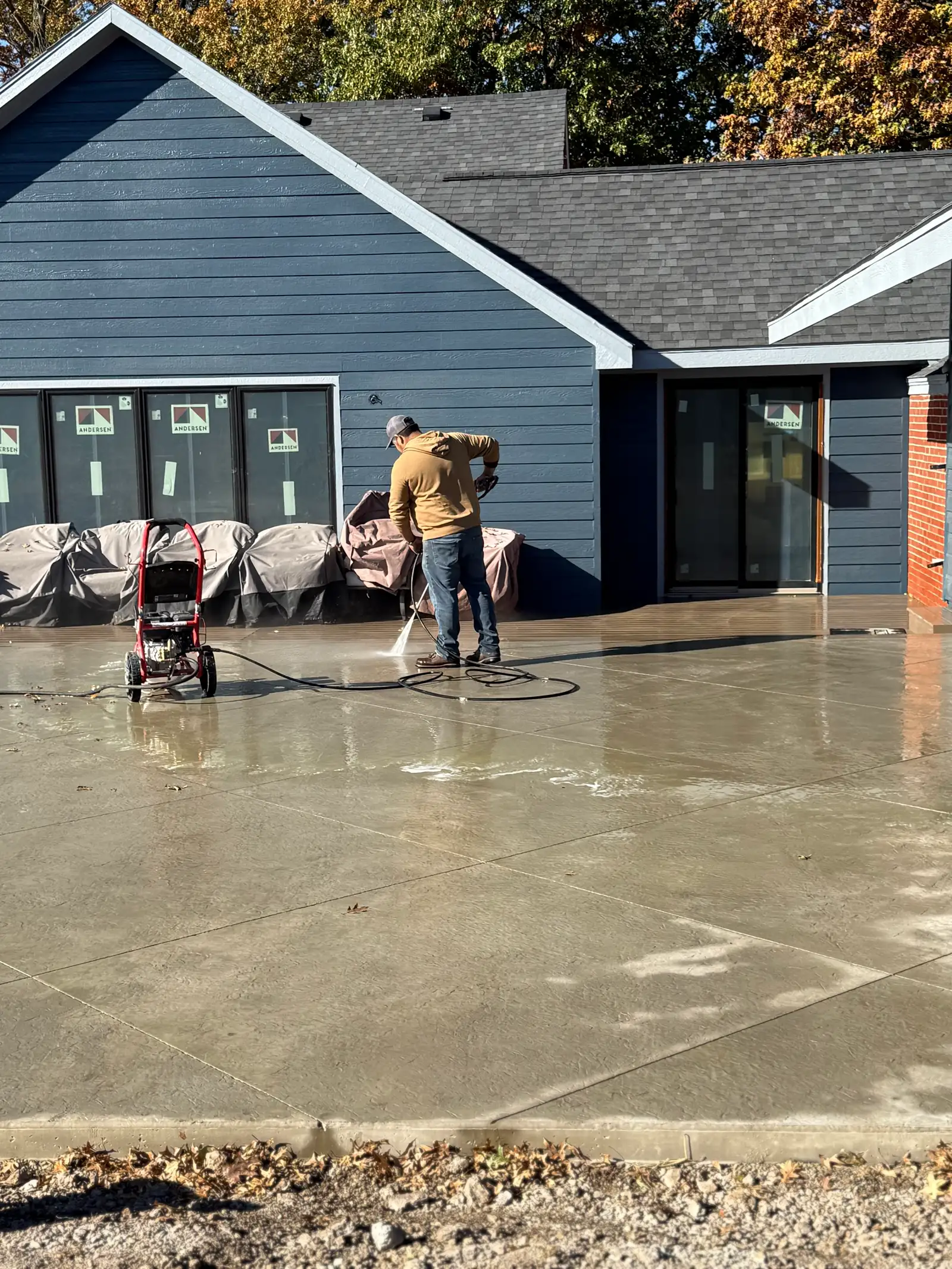 Concrete patio surface preparation Kansas City — pressure wash prep | Ford Concrete